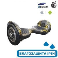 Гироскутер с Влагозащитой Smart Balance 10" c Приложением и Самобалансировкой (Черный с желтыми молниями)